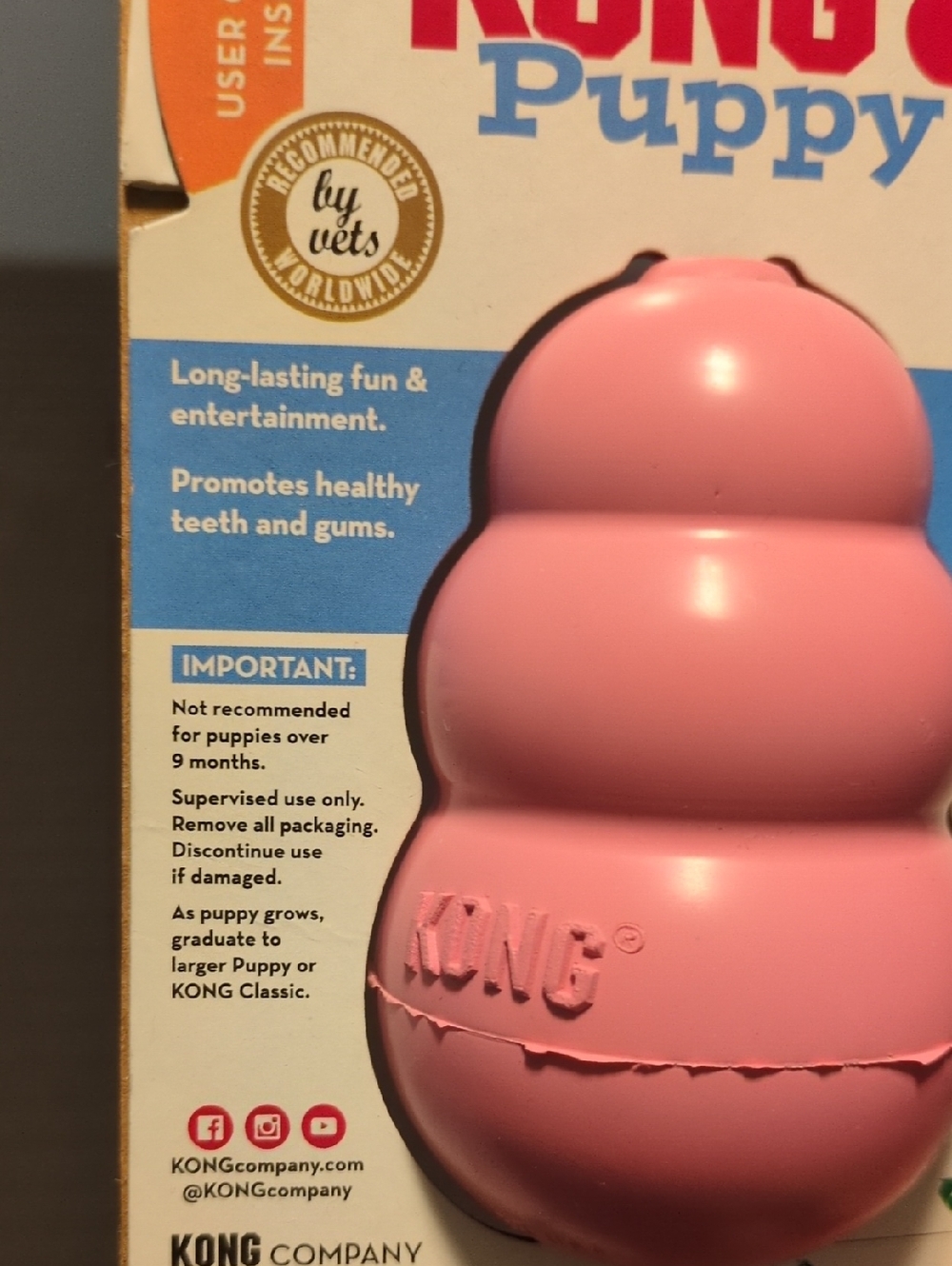KONG Puppy Pink Natural Rubber Chew Toy - Picture 3 of 3